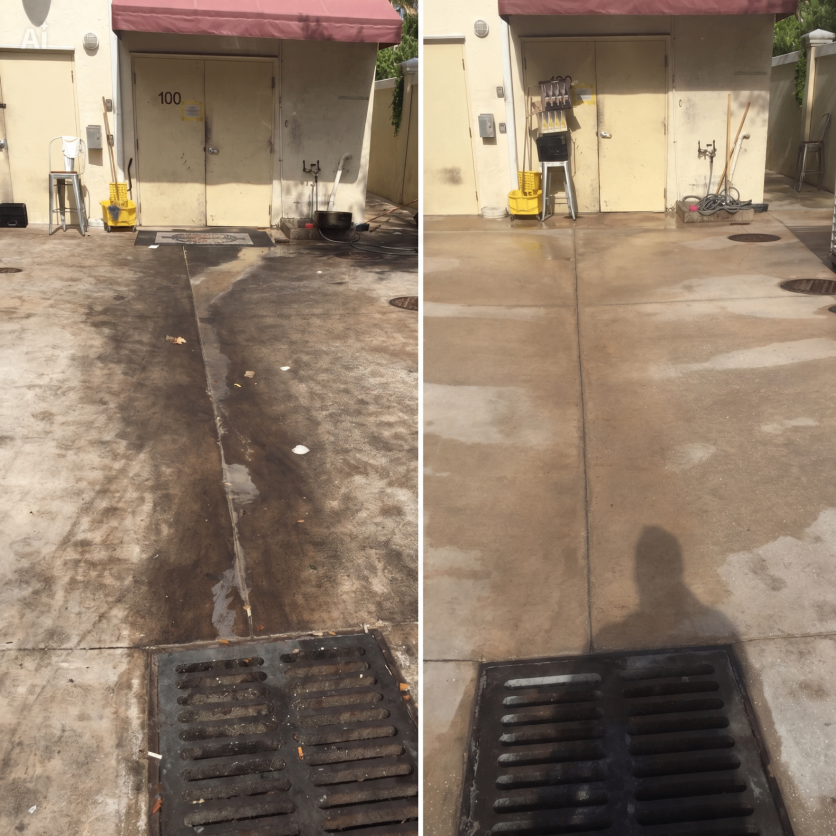 Commercial concrete cleaning before and after